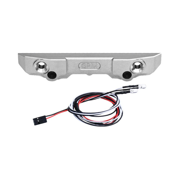 GPM Aluminum 7075 Alloy Rear Bumper Silver w/ LED Lights for Traxxas 1/16 Mini Maxx