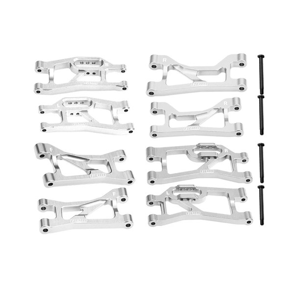 GPM Aluminum Front & Rear Upper & Lower Suspension Arms Silver for 1/16 Mini Maxx
