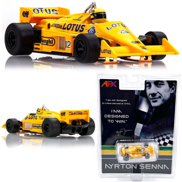 AFX 22114 Mega-G+ Lotus 99T Ayrton Senna 1987 Yellow/Blue HO Slot Car