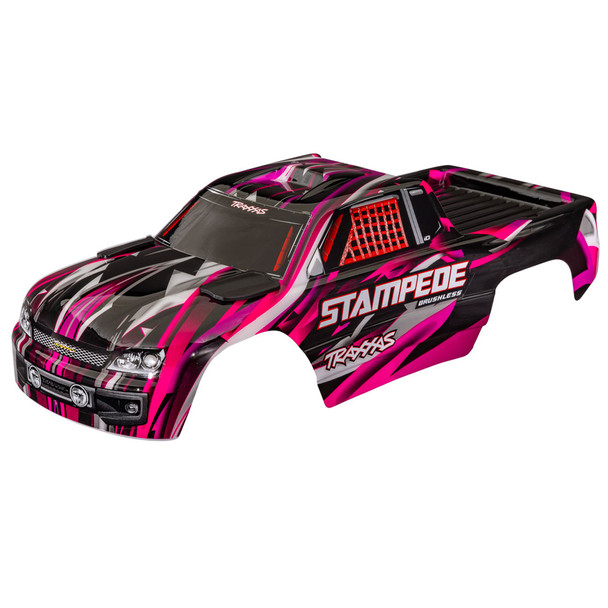 Traxxas 3620-PINK Painted Decals Applied Pink Body w/ F/R Mounts for Stampede 2WD
