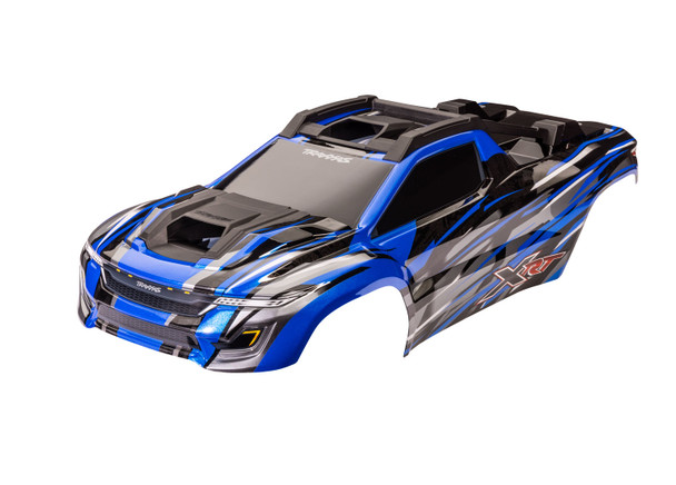 Traxxas 7812A Painted, Decals Applied Blue Body w/ F/R Body Supports for XRT