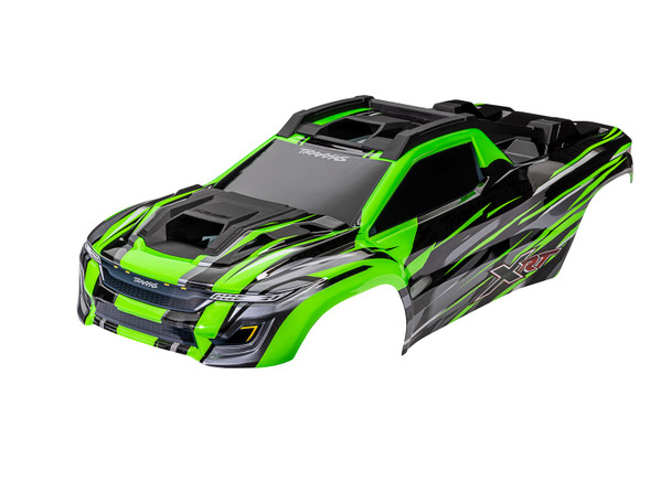 Traxxas 7812G Painted, Decals Applied Green Body w/ F/R Body Supports for XRT