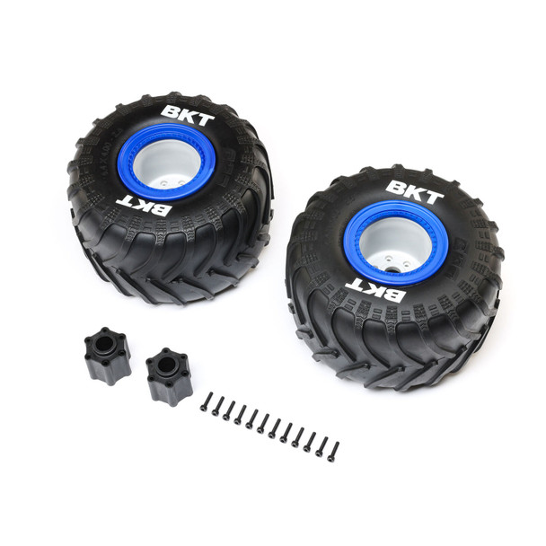 Losi LOS-1819 BKT 2.6" Monster Truck Tire/Wheel Med w/ Beadlock Ring Blue (2) LMT 2.0 Losi LOS-1819 BKT 2.6" Monster Truck Tire/Wheel Med w/ Beadlock Ring Blue (2) LMT 2.0