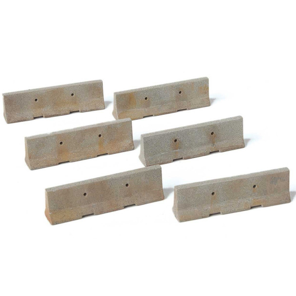 Walthers 949-4175 Jersey Barriers (24) Molded in Concrete Gray Plastic HO Scale