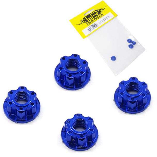 Yeah Racing YA-0448DB 4mm Aluminium 1/10 Wheel Flange Lock Nut Dark Blue 4pcs