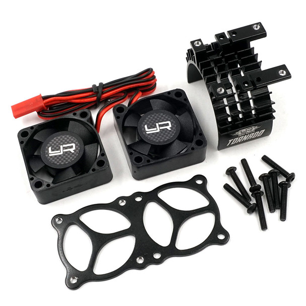 Yeah Racing YA-0643BK Alum 540/550 Motor Heat Sink w/ Twin Tornado High Speed Fan Black