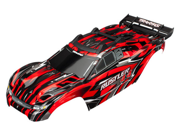 Traxxas 6718 Red Body w/Mounts & Support for Clipless Mounting : Rustler 4x4