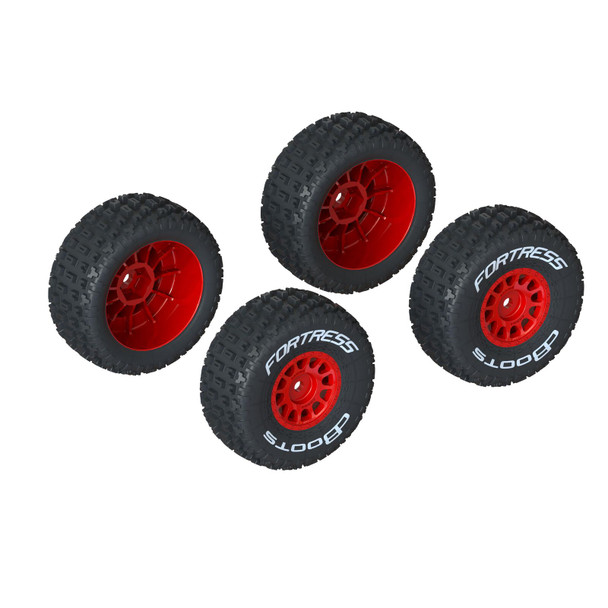 ARRMA ARA550116 dBoots 'FORTRESS' Tires w/ Red Wheels (4) for 1/18 Granite Grom