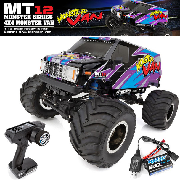 Associated 40008C 1/12 MT12 Monster Van 4X4 RTR LiPo Combo