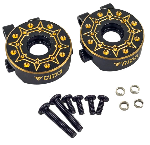 NHX RC V3 Black Brass Front Steering Knuckle Spindle Set for TRX-4M 1/18th Scale Crawler