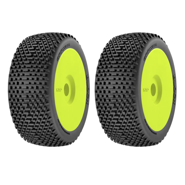 GRP GMY20-N25 1:8 BU BLOCK N25 SuperSoft Tires w/New Yellow Wheel / Foam Insert (2)