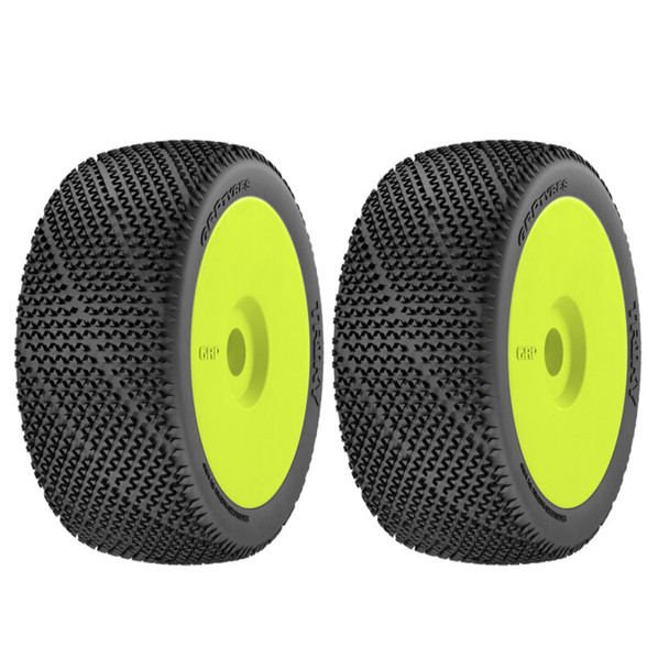 GRP GMY30-S25 1:8 BU TRIKY S25 SuperSoft Tire w/New Yellow Wheel / Foam Insert (2)