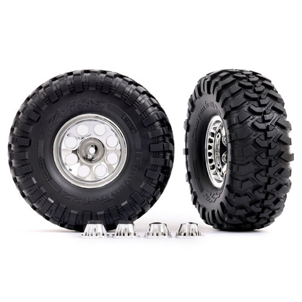 Traxxas 8184 Canyon Trail 5.3x2.2" Tires w/ 2.2" Classic Chrome Wheels (2) for TRX-4