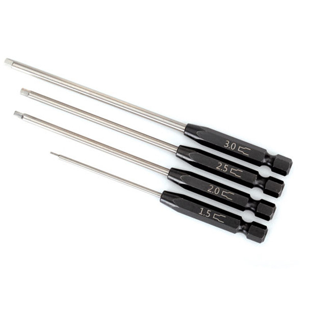 Traxxas 8715X Speed Bit Set Hex Driver (4) straight 1.5/2.0/2.5/3.0mm 1/4" Drive