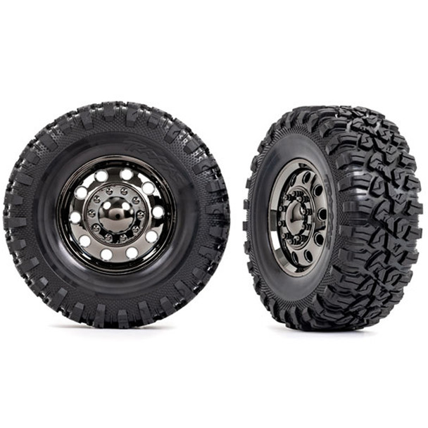 Traxxas 8854 Front Canyon RT Tires w/Foam Inserts & Black/Chrome Wheels (2) TRX-6