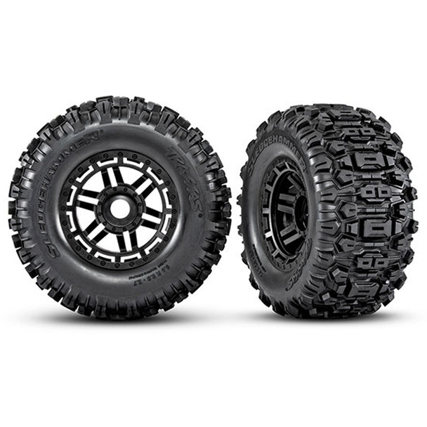 Traxxas 8973 Sledgehammer Tires w/ Black Wheels & Foam Inserts (2) for Maxx