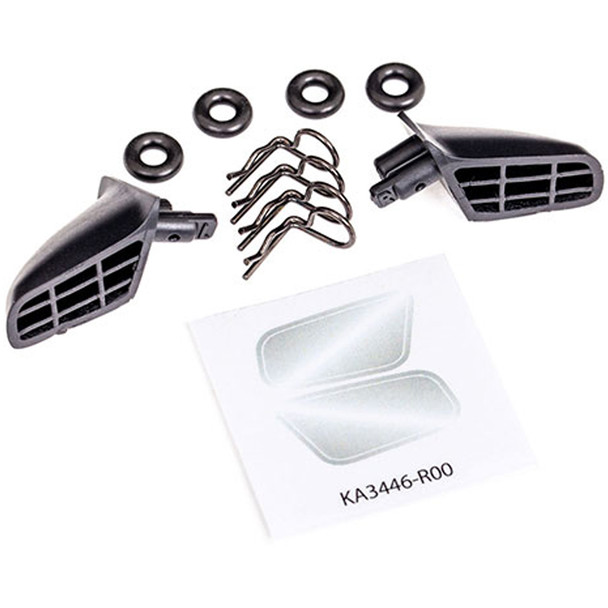Traxxas 9422 Mirrors Side Black Left & Right / O-rings (4) Body Clips (4) : Drag Slash