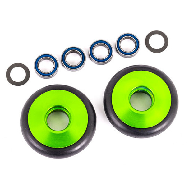 Traxxas 9461G Aluminum Wheelie Bar Wheels Green (2) : Bandit/Rustler/Stampede