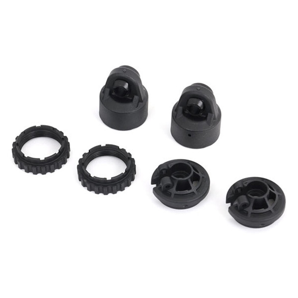 Traxxas 9664 GT-Maxx Shock Caps Black (2) / Spring Perch / Adjusters (2) : Sledge