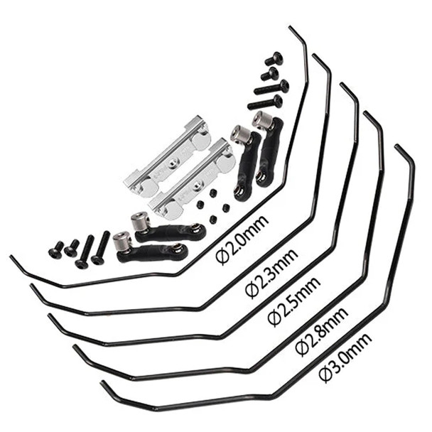 GPM Alum 7075 Alloy F& R Sway Bar Mount w/ Linkage & Wire Silver for Maxx Slash