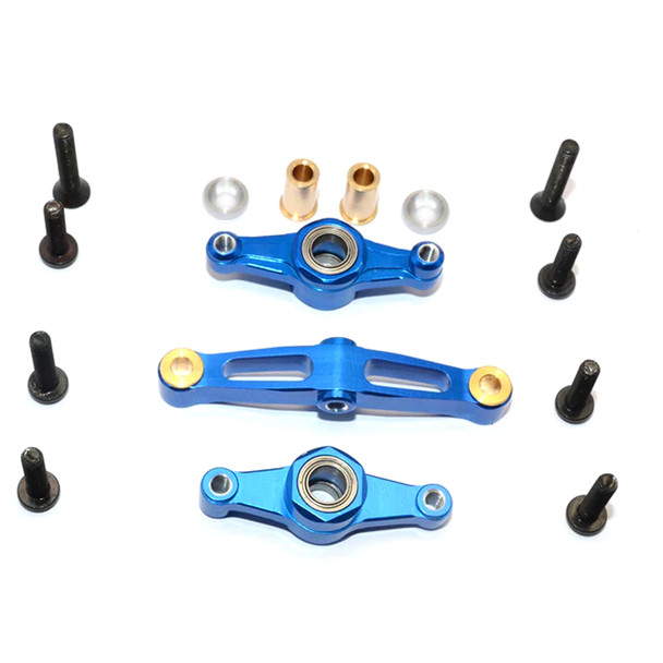 GPM Racing Aluminum Steering Assembly w/ Bearing Blue : Tamiya TT-02