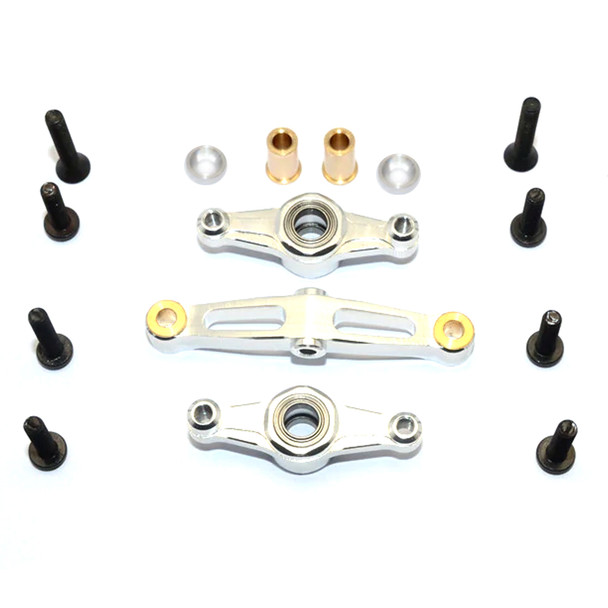 GPM Racing Aluminum Steering Assembly w/ Bearing Silver : Tamiya TT-02