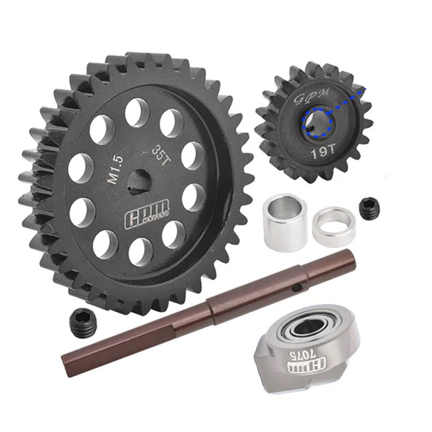 GPM 40Cr Carbon Steel M1.5 Spur Gear 35T + Motor Gear 19T for 1:5 Traxxas X Maxx