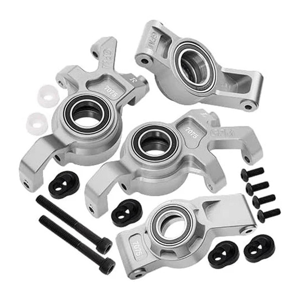 GPM Alum Front Steering Blocks & Rear Hub Stub Axle Carriers Silver for X-Maxx/XRT