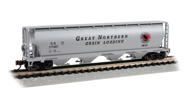 Bachmann 19164 4 Bay Cylindrical Grain Hopper - Great Northern #171021 - Freight Car N Scale
