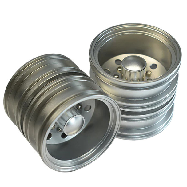 GPM Racing Aluminum Rear Wheel Silver (9-Hole Design) for 1/14 Tamiya Truck