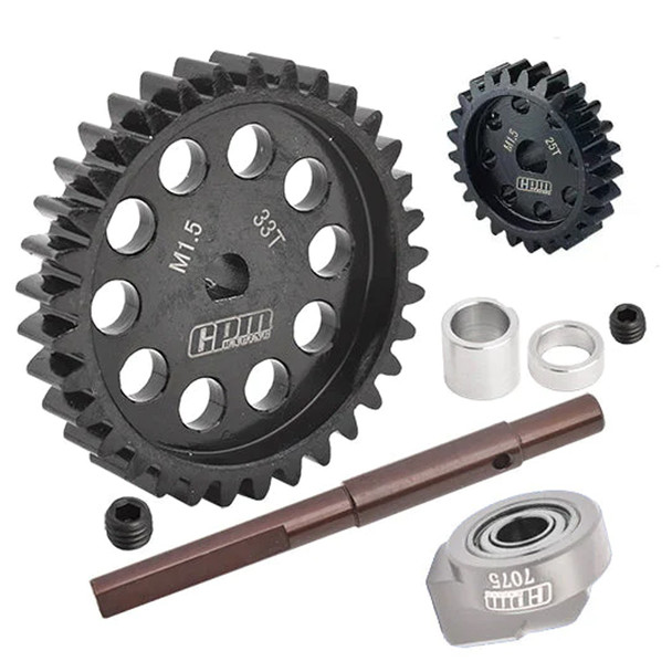 GPM 40Cr Carbon Steel M1.5 Spur Gear 33T + Motor Gear 25T for 1:5 XRT / X-Maxx