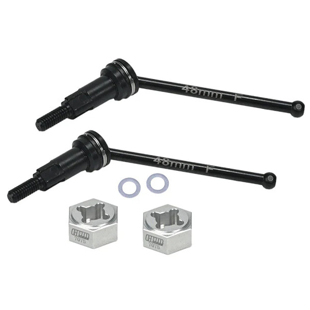 GPM Med. Carbon Steel Front CVD Drive Shafts w/Alum Whl Hex Silver for Arrma Grom