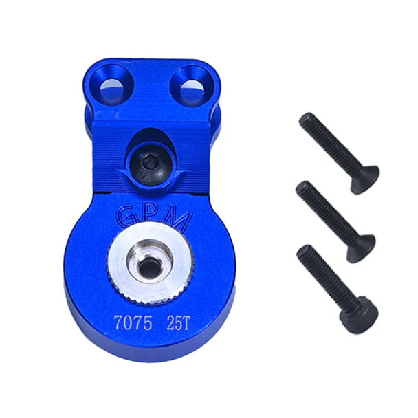 GPM Alum 7075 Servo Saver Steering 25T Blue w/ Built-In Spring for Arrma Gorgon