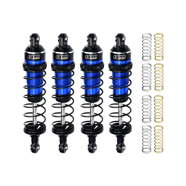 GPM Front & Rear Alum Alloy Adjustable Shocks 87mm (4) Blue for 1/16 Mini Maxx