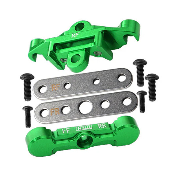 GPM Alum 7075 Alloy Rear Tie Bar Mounts & Suspension Pin Retainers Green for Maxx