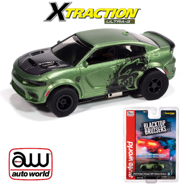 Auto World Xtraction 2021 Dodge Charger SRT Hellcat Redeye (Green) HO Slot Car
