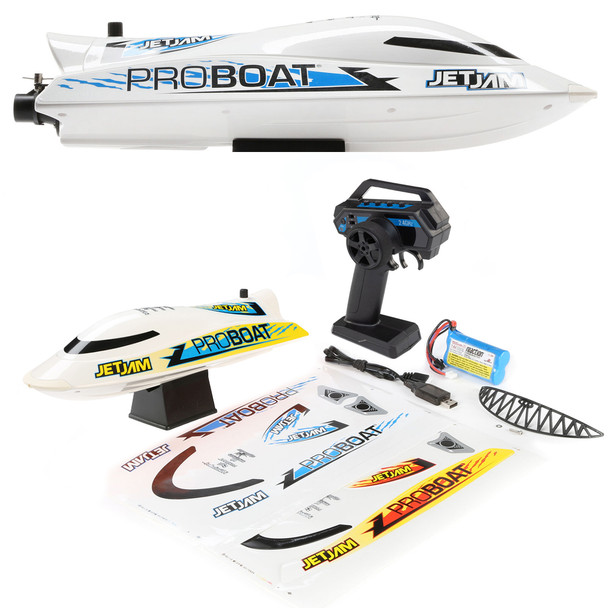 Pro Boat PRB08031V2T2 Jet Jam V2 12" Self-Righting Pool Racer Brushed RTR Boat White