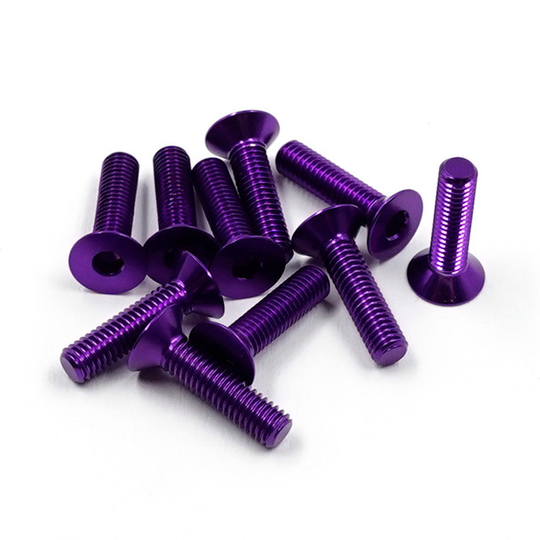 Yeah Racing AHF-312PP Alum 7075 3x12mm Hex Socket Flat Head Screws (10) Purple