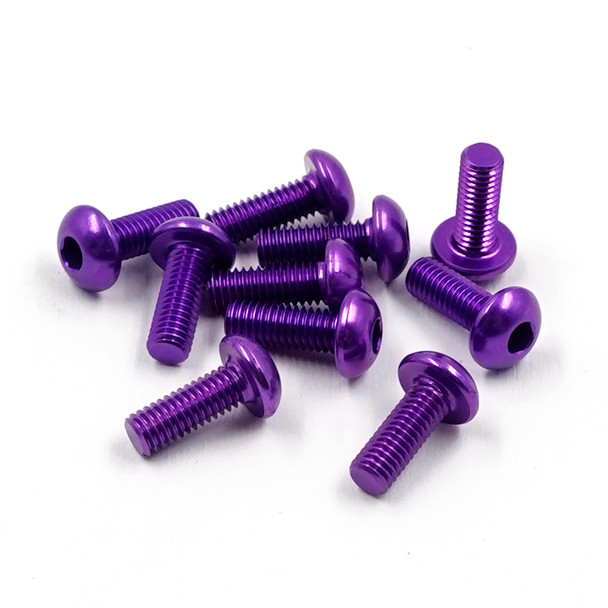 Yeah Racing Aluminum 7075 3x8mm Hex Socket Button Head Screws (10pcs) Purple