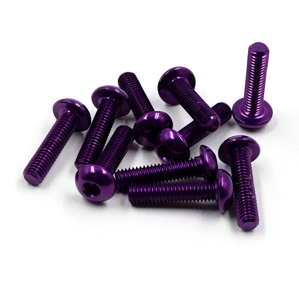 Yeah Racing Aluminum 7075 3x12mm Hex Socket Button Head Screws (10pcs) Purple