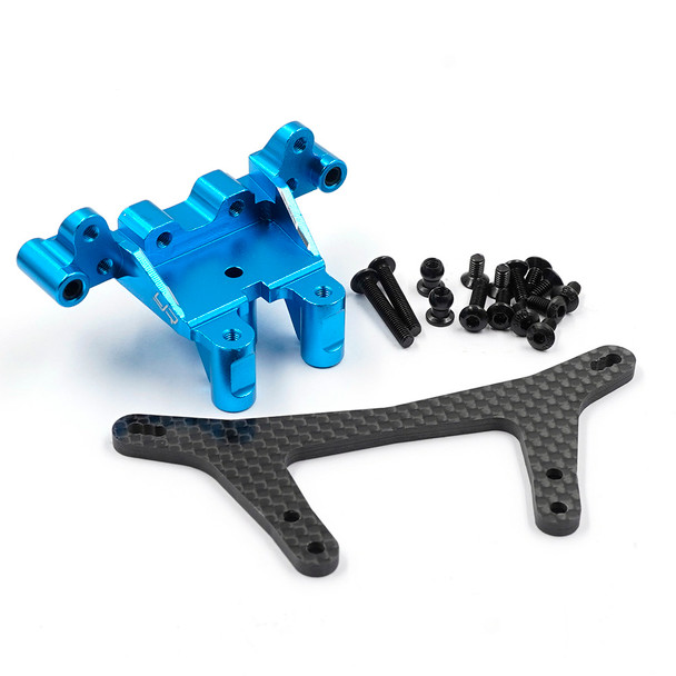 Yeah Racing TADT-003BU Aluminum Front Bulkhead w/Shock Tower Set for Tamiya DT-04