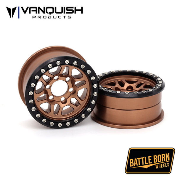 Vanquish VPS08196 1.9 Aluminum Battle Born Wheels Kilo Beadlock Wheels (2) Bronze