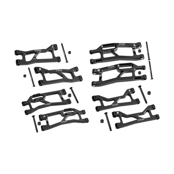 GPM Aluminum Front + Rear (Upper & Lower) Suspension Arms Black for 1:16 Mini XRT