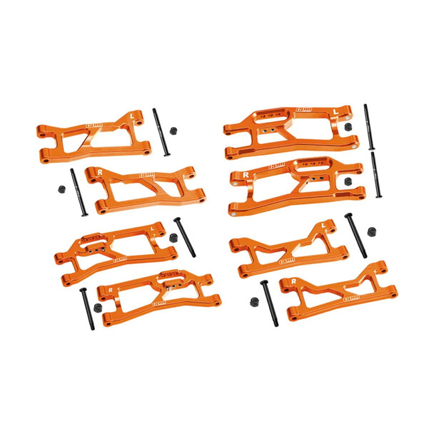 GPM Aluminum Front + Rear (Upper & Lower) Suspension Arms Orange for 1:16 Mini XRT