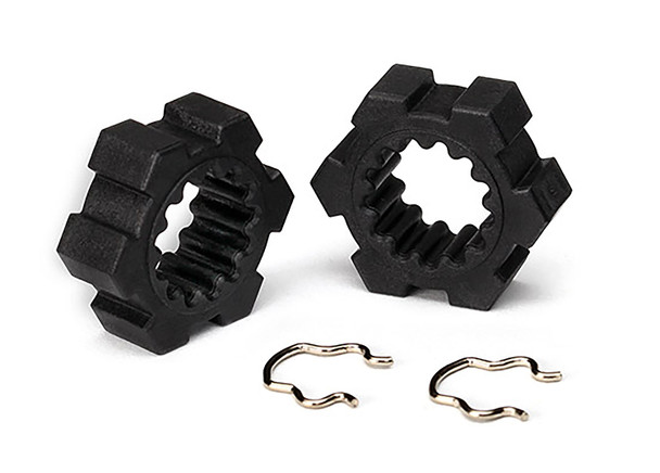 Traxxas 7756-BLK 24 mm Splined Hex Wheel Hubs w/ Clips (2) for Pro Scale Sand Car