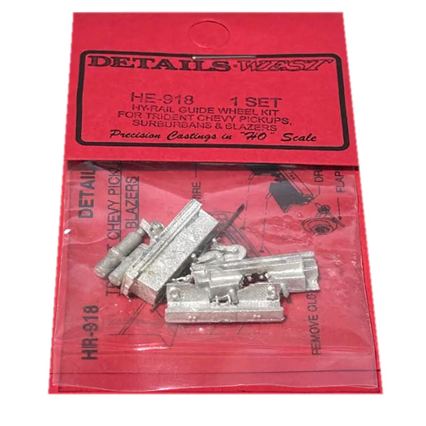 Details West HE-918 Hy-Rail Guide Wheel Kit for Trident Vehicles Set HO Scale