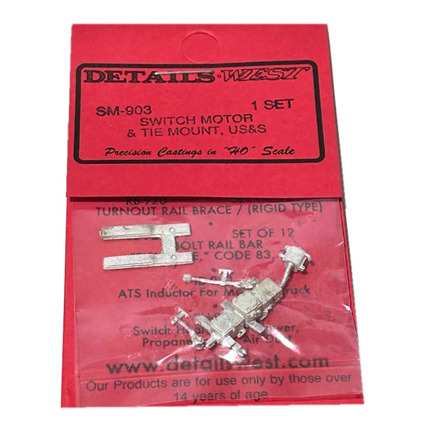 Details West SM-903 Switch Motor & Tie Mount HO Scale