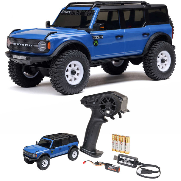 Axial 1/30 SCX30 Ford Bronco 4x4 RTR Blue Crawler w/Battery & Charger