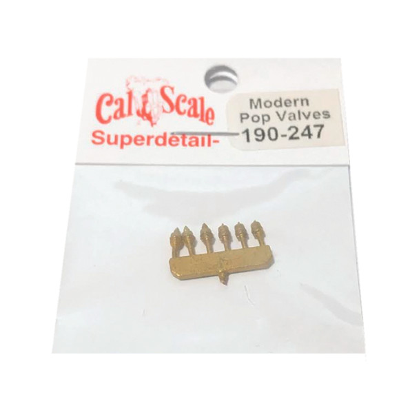 Cal Scale 190-247 Pop Valves Large Style Steam Locomotives Brass Castings (6) HO Scale