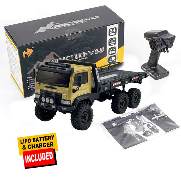 HobbyPlus 1/18 CR-18P ARKTOS 6X6-V1.5 RTR Tan Body & Black Rear Bed Crawler